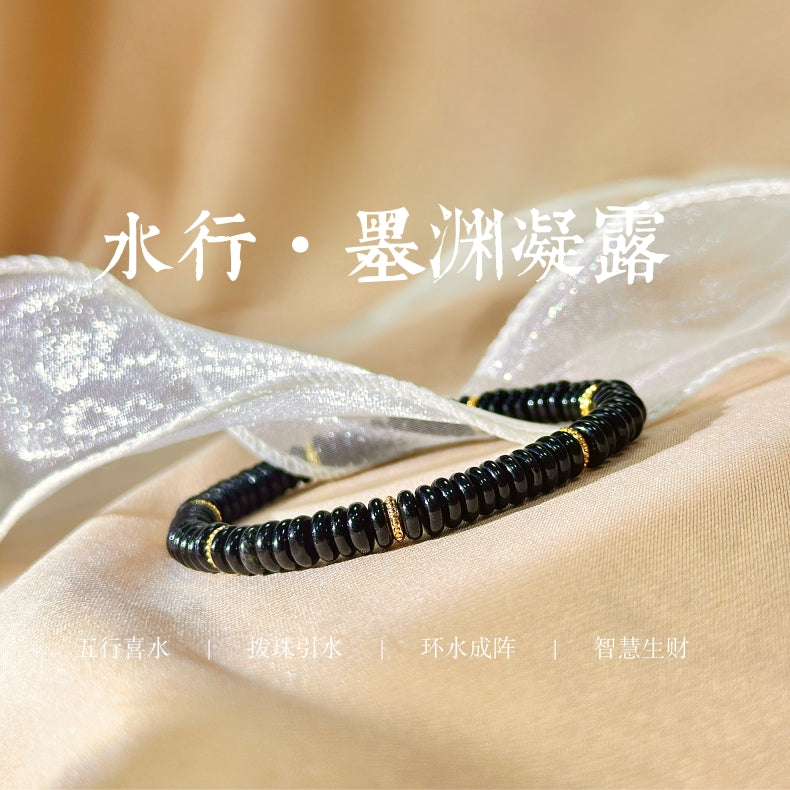黑曜石算盘珠手链-水曜护财